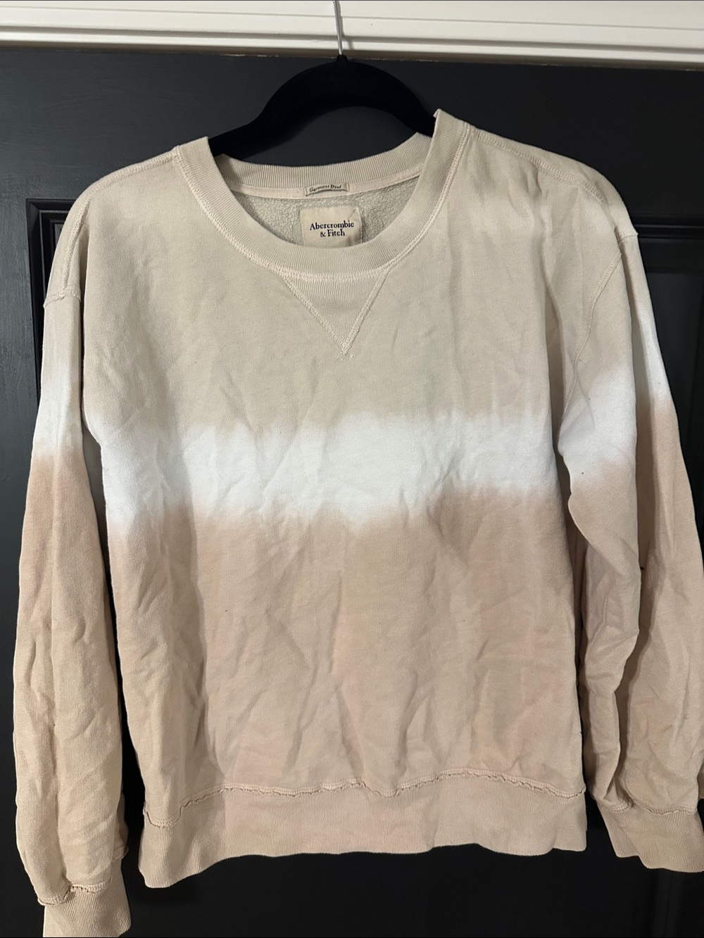 Abercrombie & Fitch Cream to Tan Dip-Dye Crewneck Sweater